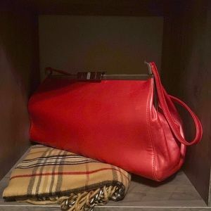 Red leather Burberry bag